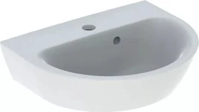 Geberit Renova Handwaschbecken 45cm, Hahnloch mittig, mit Überlauf, weiß/KeraTect