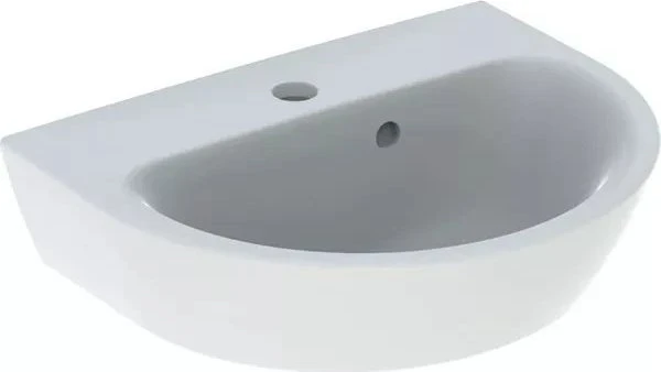 Geberit Renova Handwaschbecken 45cm, Hahnloch mittig, mit Überlauf, weiß/KeraTect