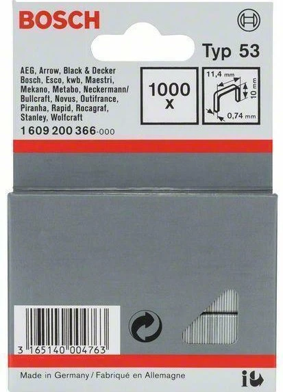Bosch Professional Typ 53 Tacker-Klammern, 11.4x10mm, 1000 Stück