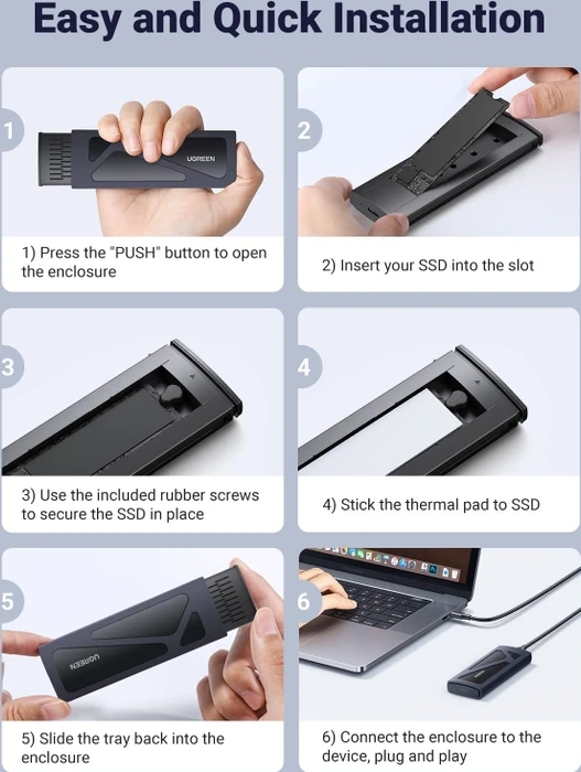 Ugreen M.2 NVMe SSD Enclosure, USB-C 3.1