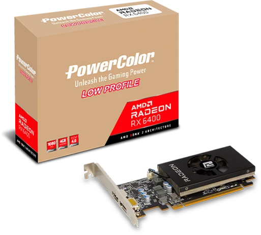 PowerColor Radeon RX 6400 Low Profile, 4GB GDDR6, HDMI, DP