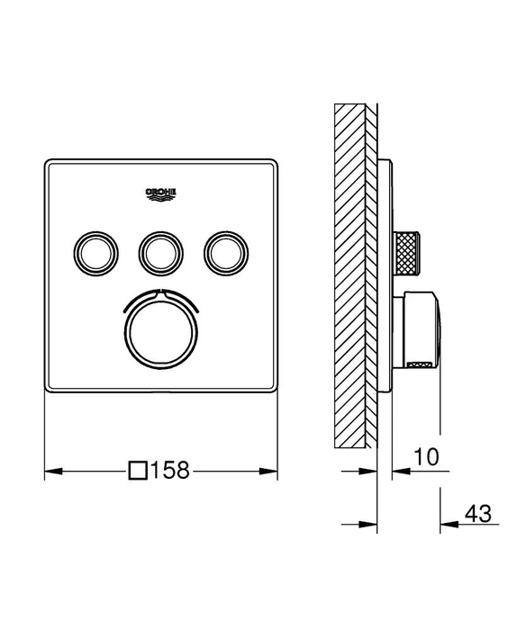 Grohe SmartControl Brausearmatur mit 3 Ventilen chrom