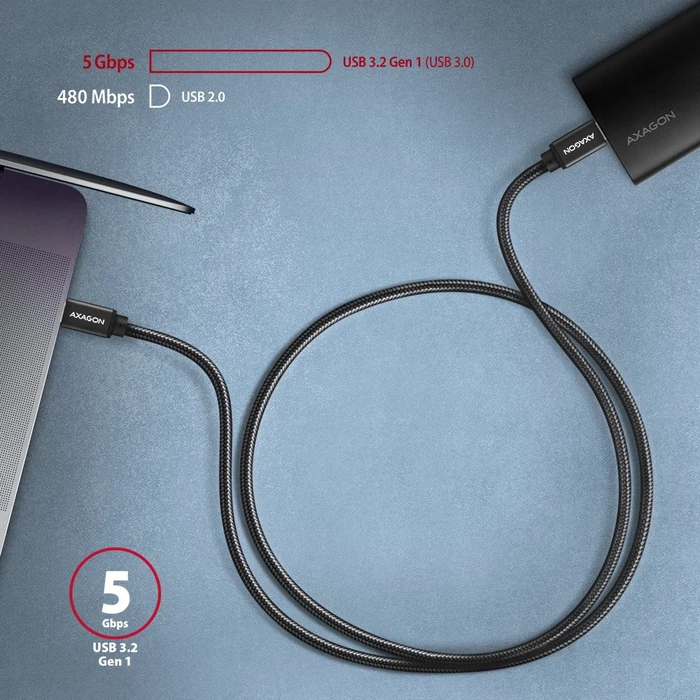 Axagon USB-C Kabel, USB 3.0, 5Gb/s, 60W PD, USB-C [Stecker] auf USB-C [Stecker], 1m