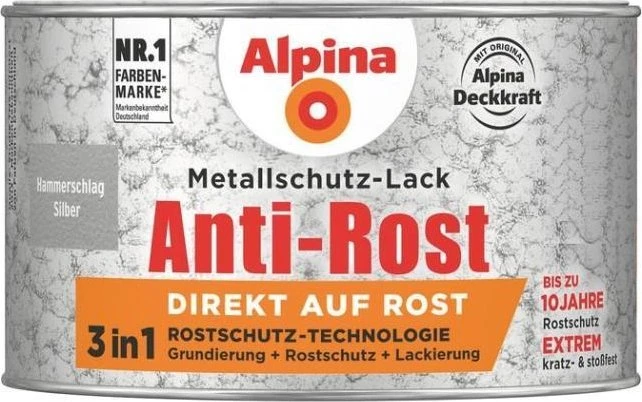 Alpina Farben Metallschutz-Lack Hammerschlag außen silber, 300ml