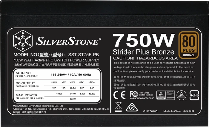SilverStone Strider Plus Bronze Series 750W, ATX 2.4