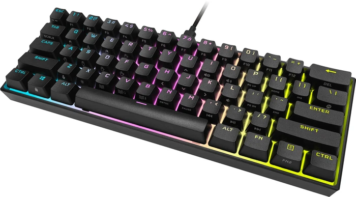 Corsair Gaming K65 RGB Mini, 60%, schwarz, MX SPEED RGB Silver, USB, DE