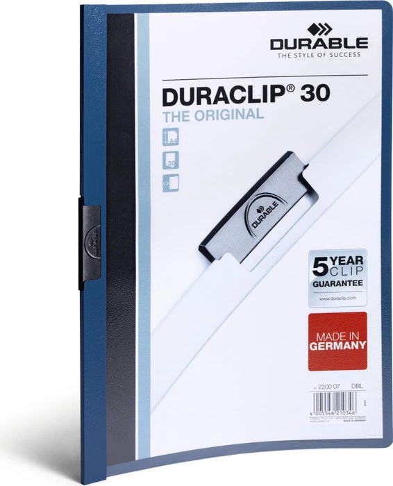 Durable Duraclip 30 Klemmmappe, A4, dunkelblau/transparent