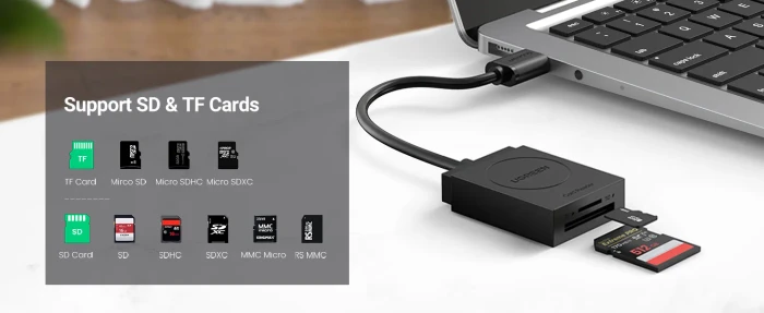 Ugreen 2-in-1 Card Reader, USB-A 3.0 [Stecker]