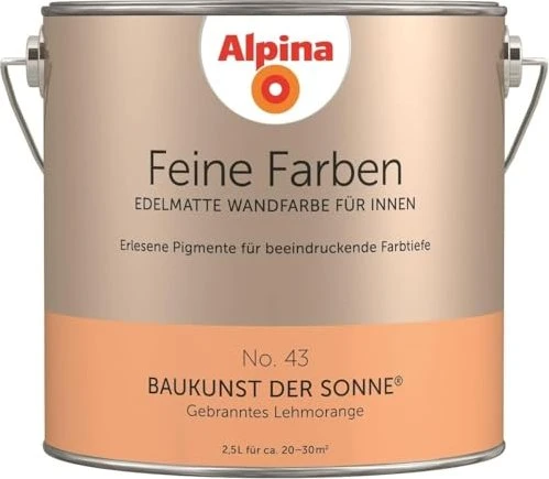 Alpina Farben Feine Farben No. 43 Baukunst der Sonne innen gebrannteslehmorange edelmatt orange, 2.5l