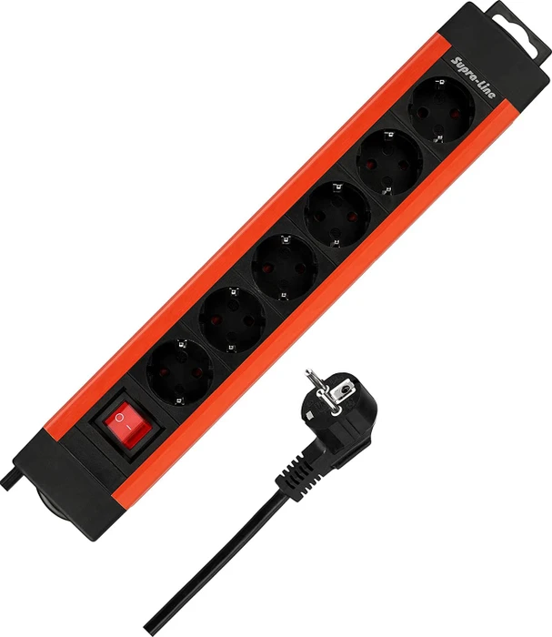 REV Ritter SupraLine mit Schalter, 6-fach, 2.4m, kupfer/schwarz