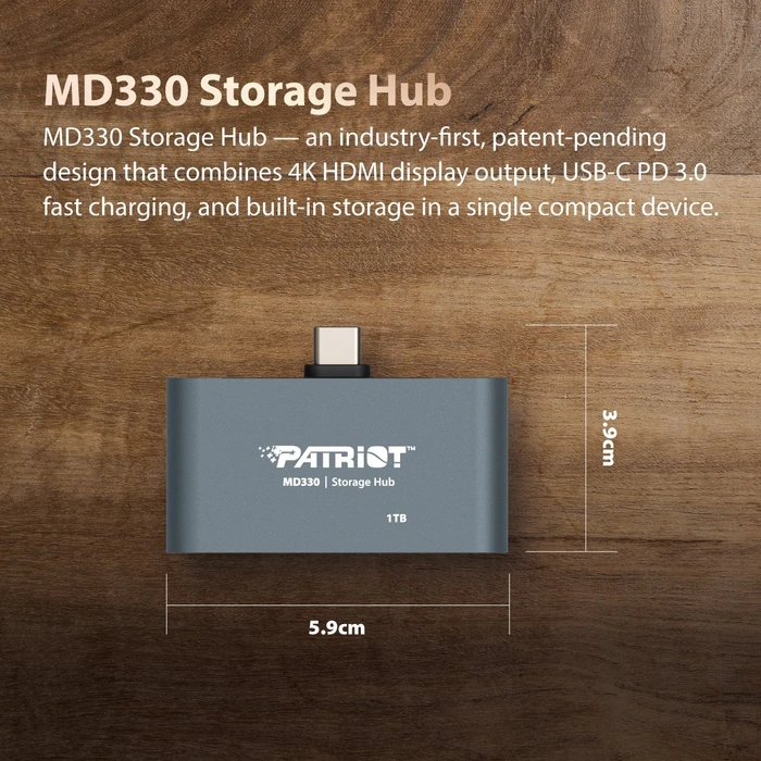 Patriot MD330 Storage Hub, 128GB, HDMI, USB-C 3.1 [Stecker]