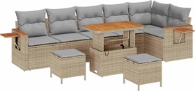 vidaXL Polyrattan Gartensofa Lounge-Set beige/hellgrau, 11-tlg.