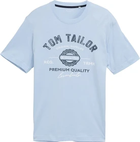 Tom Tailor Logo-Print T-Shirt kurzarm light powder blue (Herren)