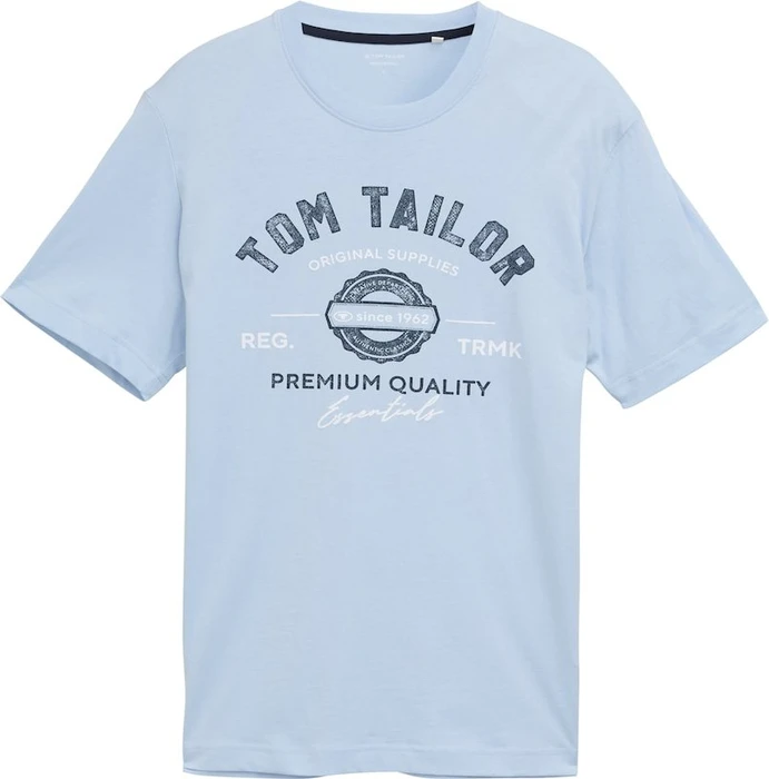 Tom Tailor Logo-Print T-Shirt kurzarm light powder blue (Herren)