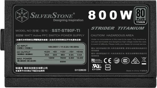SilverStone Strider Titanium Series 800W, ATX 2.4
