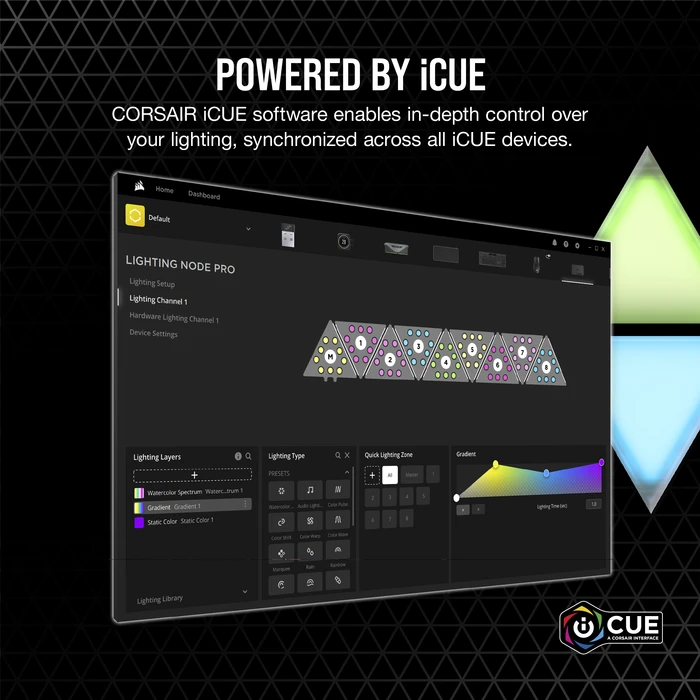 Corsair iCUE LC100 Case Accent Lighting Panels Mini Triangle Expansion Kit, RGB-Beleuchtung, 9er-Pack, schwarz