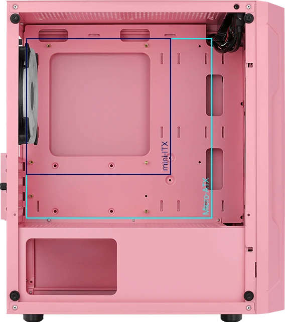 AeroCool Trinity Mini Pink, rosa, Lüfter LED RGB, Glasfenster