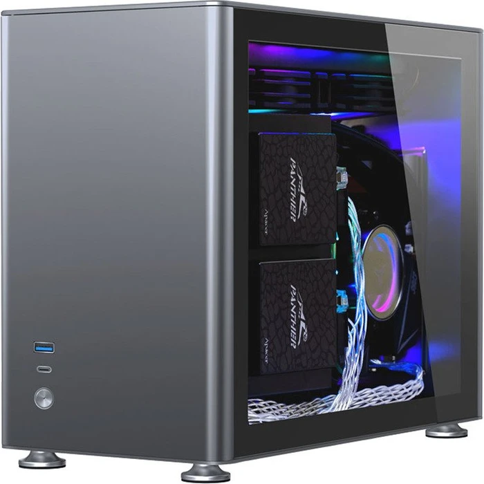 Jonsbo A4, grau, Glasfenster, Mini-ITX