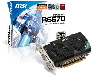 MSI Radeon HD 6670, R6670-MD1GD5, 1GB GDDR5, VGA, DVI, HDMI