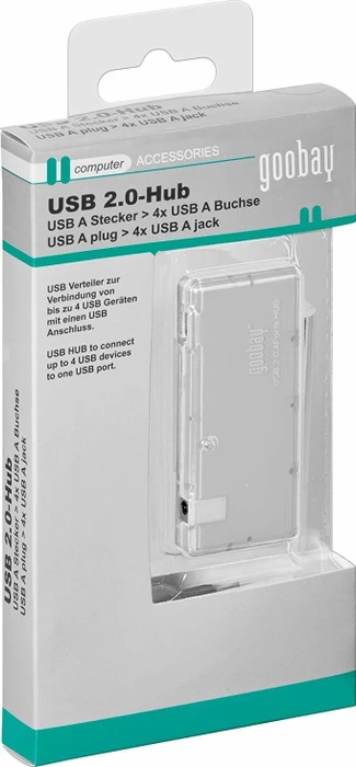 Wentronic Goobay weiß USB-Hub, 4x USB-A 2.0, USB 2.0 Mini-B [Buchse]