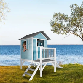 Axi Spielhaus Lodge XL blau/weiß mit Rutsche weiß
