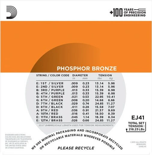 D'Addario Phosphor Bronze 12-String Extra Light