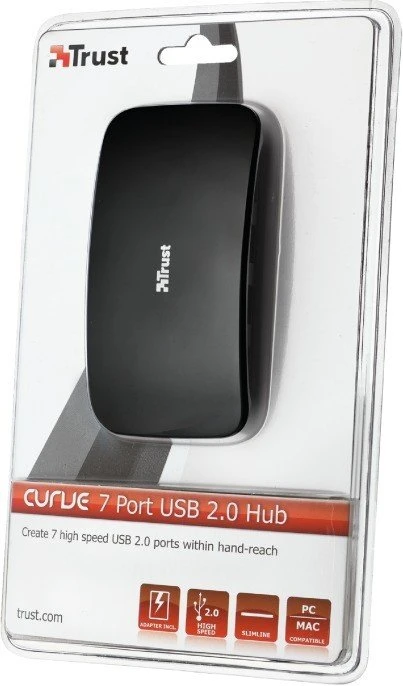 Trust Curve USB-Hub, 7x USB-A 2.0, USB 2.0 Mini-B [Buchse]