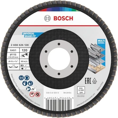 Bosch Professional X451 Fächerschleifscheibe T29 K120, 115x22.23mm, 15 Stück