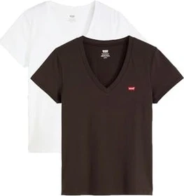 Levi's V-Neck 2er-Pack T-Shirt kurzarm schwarz/weiß (Damen)
