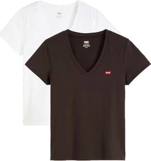 Levi's V-Neck 2er-Pack T-Shirt kurzarm schwarz/weiß (Damen)