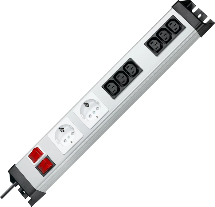 Kopp POWERversal mit Schalter, 8-fach, 1.4m, schwarz/silber