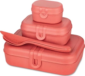 koziol Pascal Ready Lunchbox und Besteck Geschirrset nature coral