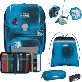 Scout Genius Safety Light Polar Blue Schultaschen-Set, 4-tlg.