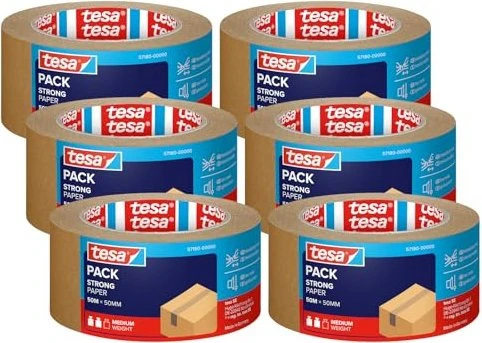 tesa tesapack Paper ecoLogo braun, Klebeband, 50mm/50m, 6 Stück