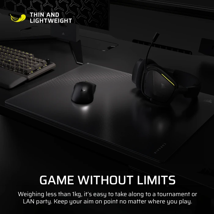 Corsair MM Glass Precision Gaming Mouse Pad - Large 450x400mm, schwarz