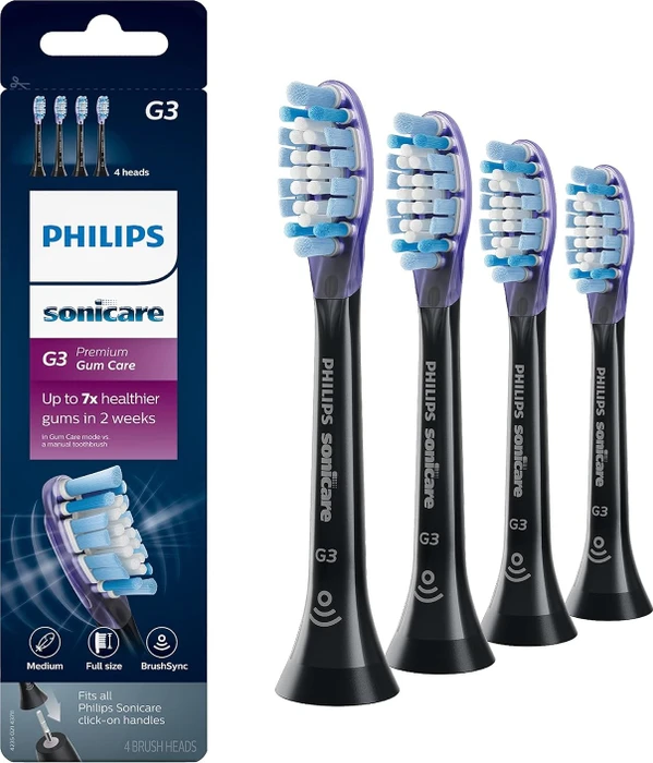 Philips HX9054/95 Sonicare G3 Premium Gum Care Ersatzbürste schwarz, 4 Stück