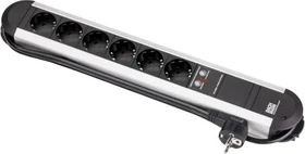 Bachmann Primo, 6-fach, Überspannungsschutz, 1.7m, schwarz/silber