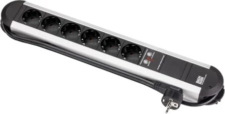 Bachmann Primo, 6-fach, Überspannungsschutz, 1.7m, schwarz/silber