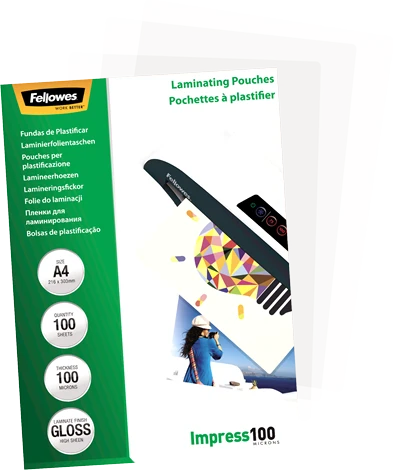 Fellowes Laminierfolien, A4, 2x 100µm, glänzend, 100 Stück