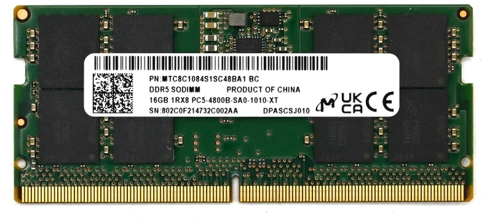 Micron SO-DIMM 16GB, DDR5-4800, CL40, 1RX8