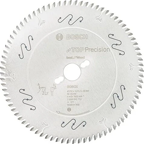 Bosch Professional Top Precision Best for Wood Kreissägeblatt 80Z, 250x2.2x30mm, 1 Stück