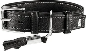 Hunter Cannes Hundehalsband, Leder, Nappaleder, weich, edel, elegant, 45 S, schwarz