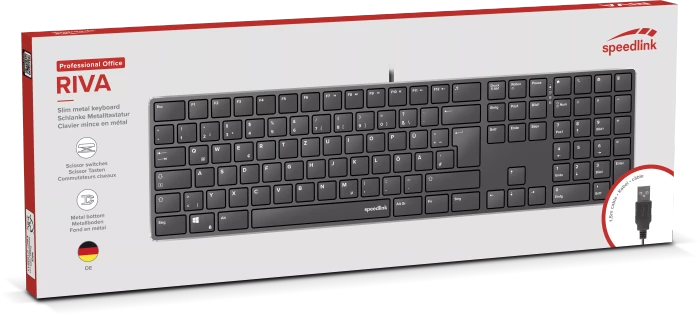 Speedlink Riva Slim Metal Scissor Keyboard, schwarz, USB, DE