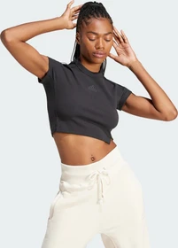 adidas Lounge Ribbed Crop T-Shirt kurzarm schwarz (Damen)