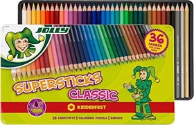 Jolly Supersticks Classics Buntstift sortiert, Metalletui, 36er-Set