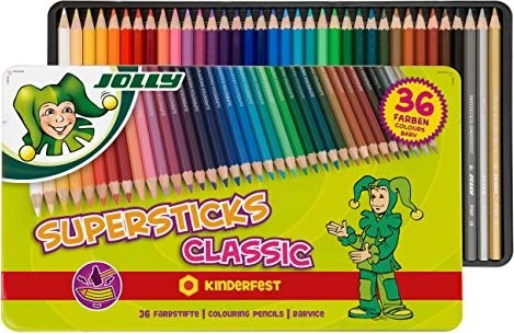 Jolly Supersticks Classics Buntstift sortiert, Metalletui, 36er-Set