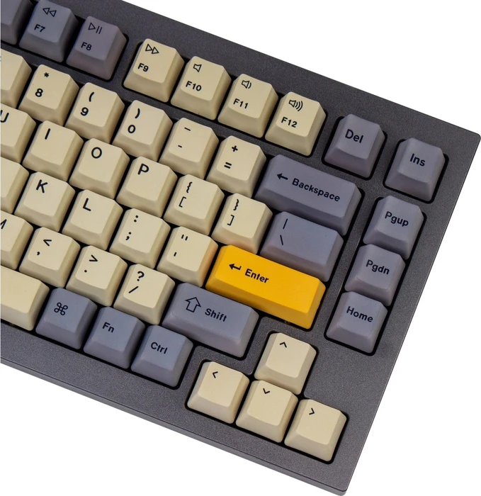 Keychron OEM Dye-Sub Full Set Keycap-Set Wheat Gray - Version C, Kunststoff (PBT), Wheat Gray, gelb/grau/beige, 137 Tasten, ANSI-US