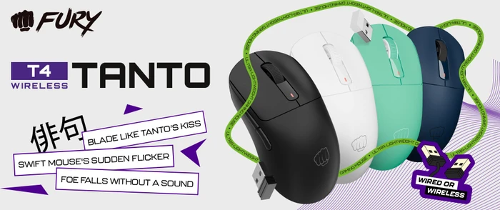 Natec Fury Tanto T4 Wireless Ultra-Lightweight Gaming Mouse schwarz, USB/Bluetooth