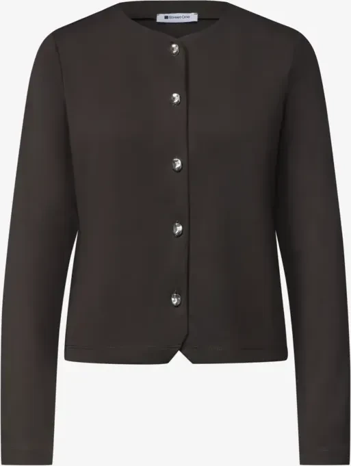 Street One Strick-Look Jacke mit dekorativen Knöpfen Strickjacke black coffee (Damen)