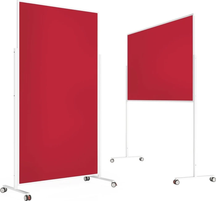 Magnetoplan Moderationstafel VarioPin, mobile Pinnwand mit roten Filz, weiß/rot, 100x180cm (1181106)